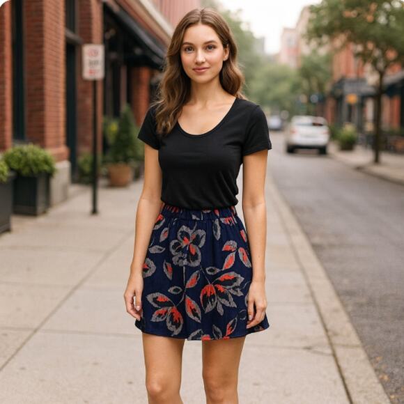 Dolce Vita Skirt 100% Silk Blue Mini - Picture 1 of 5